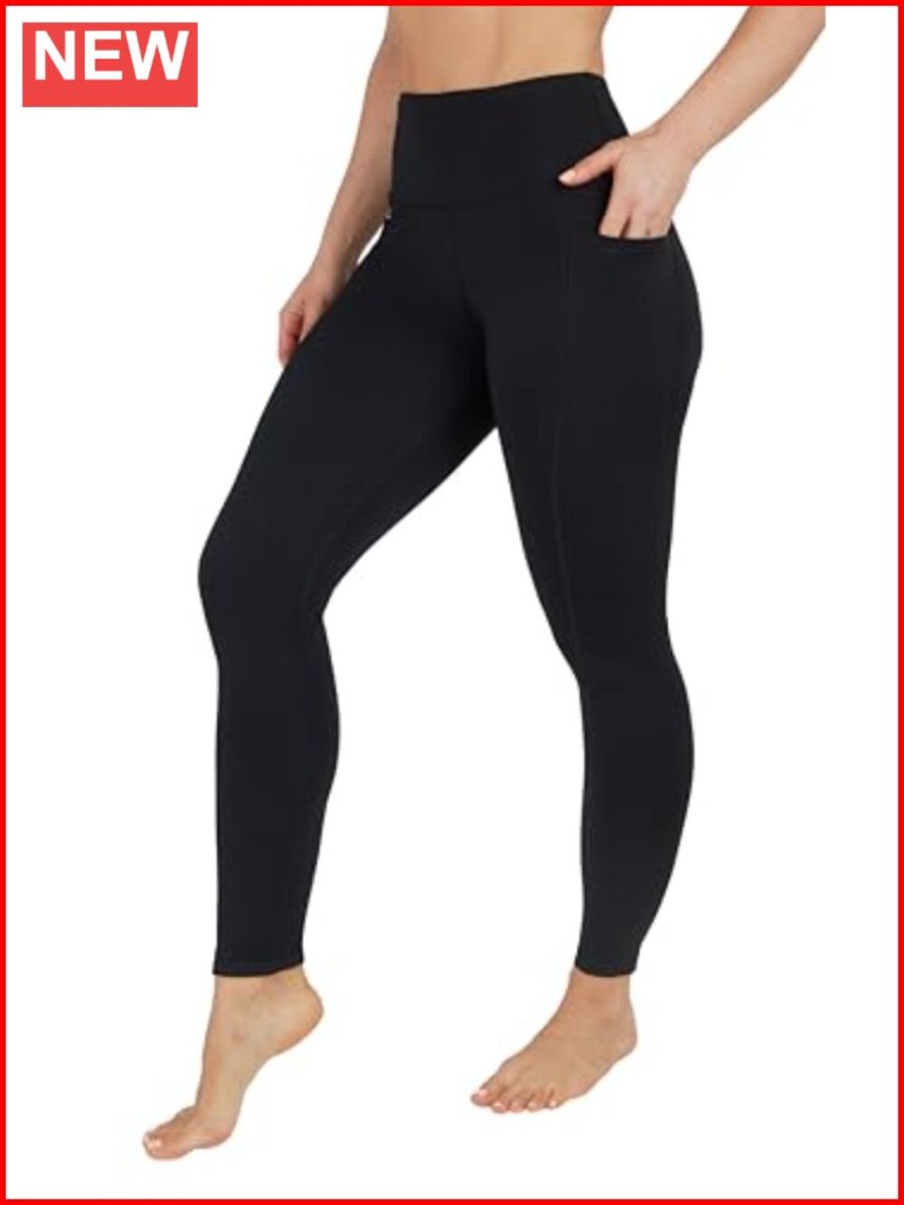 High Waist Fleece Lined Leggings with Side Pocket - Yoga Pants